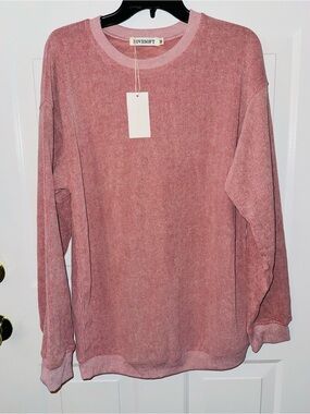 Lovesoft medium Dusty Rose Ribbed Crewneck Sweater